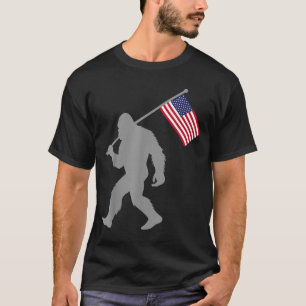 Amerikanische Flagge Bigfoot Rot Weiß Blau Patriot T-Shirt