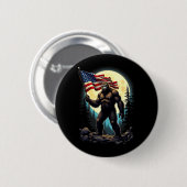Amerikanische Flagge Bigfoot Sasquatch Camping Wan Button (Vorne & Hinten)