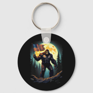 Amerikanische Flagge Bigfoot Sasquatch Camping Wan Schlüsselanhänger