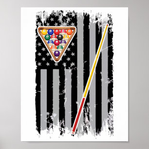 Amerikanische Flagge Billard Vintage Pool Spieler Poster