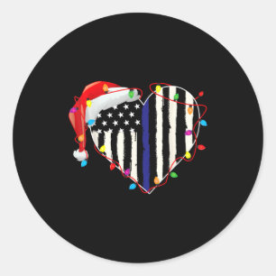 Amerikanische Flagge Blaue Linie Santa Hut Läuse W Runder Aufkleber