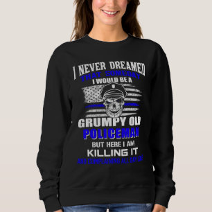 Amerikanische Flagge Blaue Linie Totenkopf Mürrisc Sweatshirt