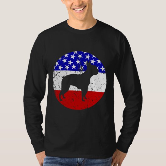 Amerikanische Flagge Boston Terrier Dog T-Shirt (Vorderseite)