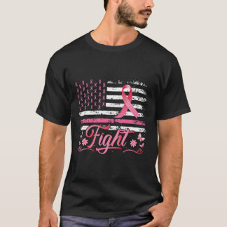 Amerikanische Flagge Brustkrebs Bewusstsein rosa B T-Shirt
