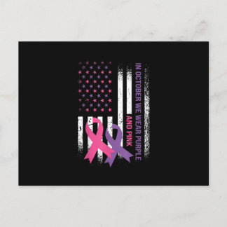 Amerikanische Flagge Brustkrebs und häusliche Gewa Postkarte