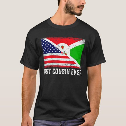 Amerikanische Flagge & Burundi-Flagge Bester Cousi T-Shirt (Vorderseite)