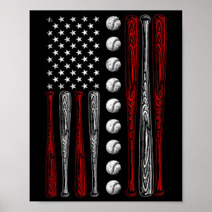 Amerikanische Flagge Bysebyll Red White Blue 4. Ju Poster