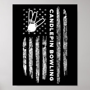 Amerikanische Flagge Candlepin Bowling - Vintage C Poster