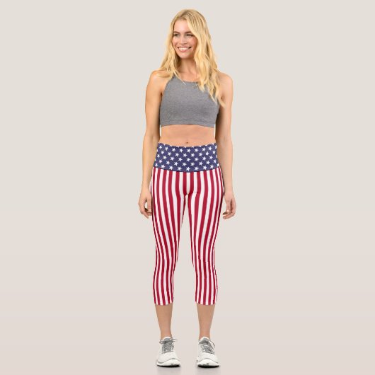 Amerikanische Flagge Capri Leggings (Vorderseite)