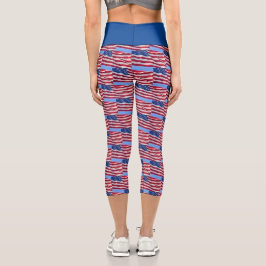 Amerikanische Flagge Capri Leggings (Rückseite)