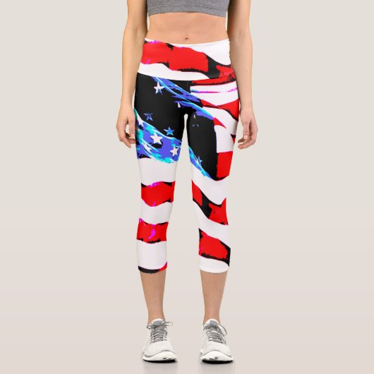 Amerikanische Flagge Capri Leggings (Vorderseite)