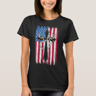Amerikanische Flagge Christlich Jagd Fischen Lover T-Shirt