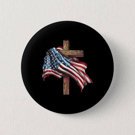 Amerikanische Flagge Christliches Kreuz Jesus 4. J Button (Vorderseite)