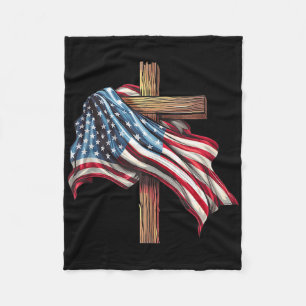 Amerikanische Flagge Christliches Kreuz Jesus 4. J Fleecedecke