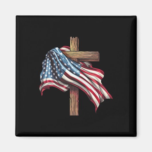 Amerikanische Flagge Christliches Kreuz Jesus 4. J Magnet (Vorne)