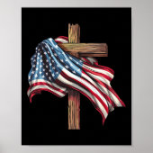 Amerikanische Flagge Christliches Kreuz Jesus 4. J Poster (Vorne)