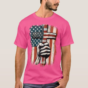 Amerikanische Flagge Christliches Kreuz Jesus 4th T-Shirt