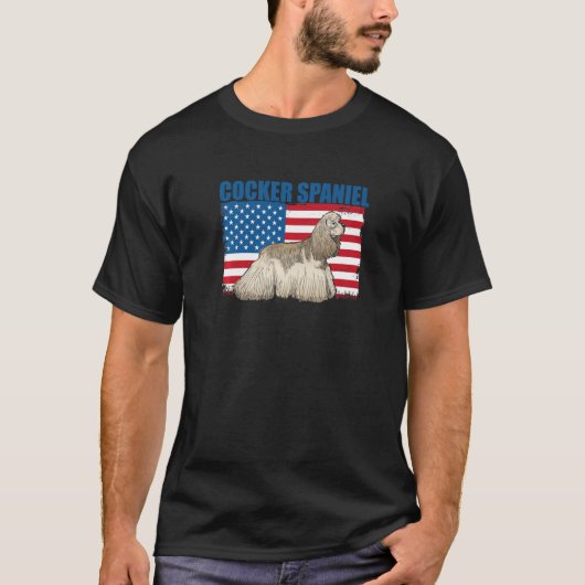 Amerikanische Flagge Cocker Spaniel T-Shirt (Vorderseite)
