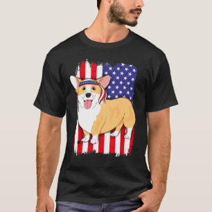 Amerikanische Flagge Corgi 4. Juli Frauen Kinder H T-Shirt