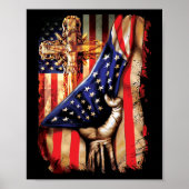 Amerikanische Flagge Cross Jesus Hand Stolz Christ Poster (Vorne)