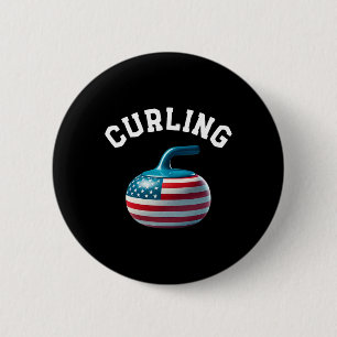 Amerikanische Flagge Curling USA 4. Juli Mann Frau Button