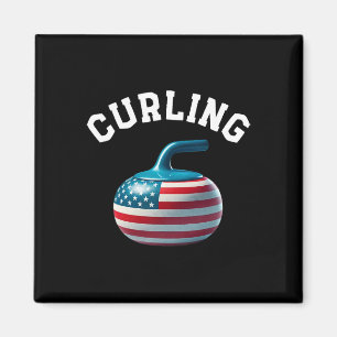 Amerikanische Flagge Curling USA 4. Juli Mann Frau Magnet