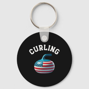 Amerikanische Flagge Curling USA 4. Juli Mann Frau Schlüsselanhänger