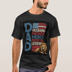 Amerikanische Flagge Dad Löwe Patriotisch  T-Shirt