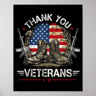 Amerikanische Flagge dank Veteranen stolz Veterane Poster