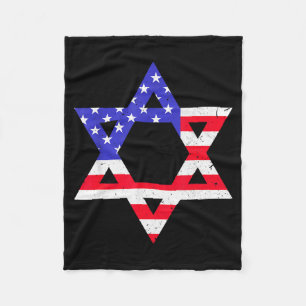 Amerikanische Flagge Davidstern Jüdische Hanukkah Fleecedecke