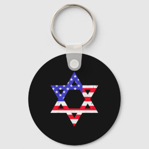 Amerikanische Flagge Davidstern Jüdisches Hanukkah Schlüsselanhänger