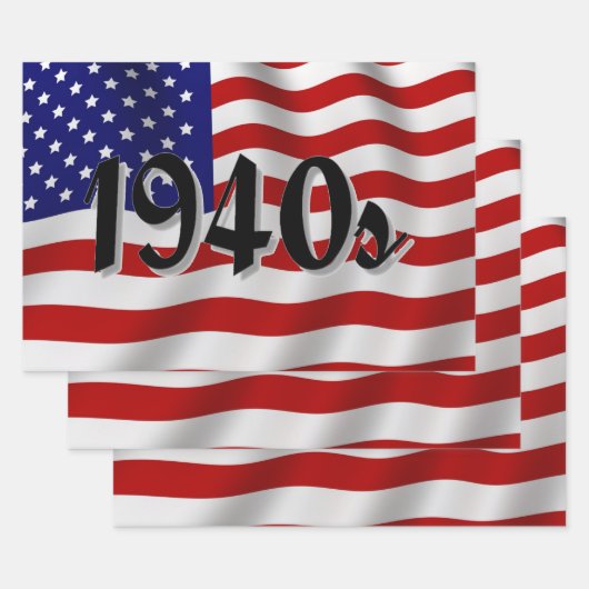 Amerikanische Flagge der 1940er Jahre Geschenkpapier Set (Set)
