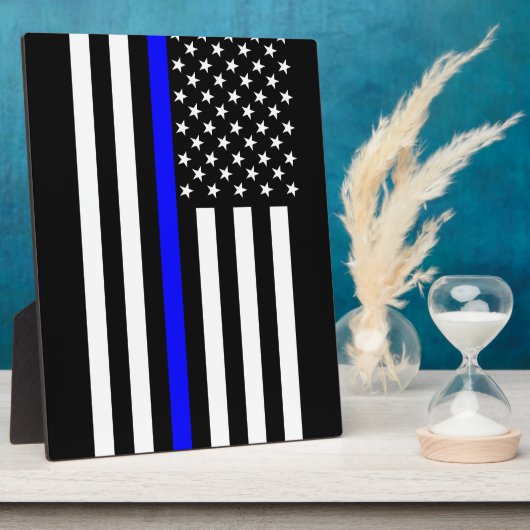 Amerikanische Flagge der Thin Blue Line Fotoplatte (Seite)