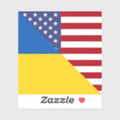 Amerikanische Flagge der Ukraine | Hälfte Ukraine Aufkleber (Blatt)