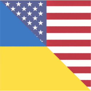 Amerikanische Flagge der Ukraine   Hälfte Ukraine  Aufkleber