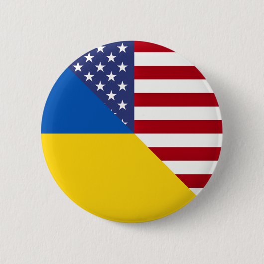 Amerikanische Flagge der Ukraine | Hälfte Ukraine  Button (Vorderseite)