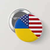 Amerikanische Flagge der Ukraine | Hälfte Ukraine  Button (Vorne & Hinten)