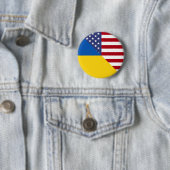 Amerikanische Flagge der Ukraine | Hälfte Ukraine  Button (Beispiel)