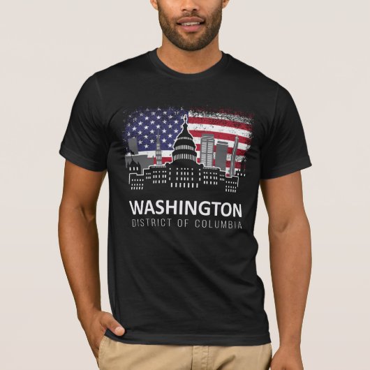 Amerikanische Flagge der Washington DC T-Shirt (Vorderseite)