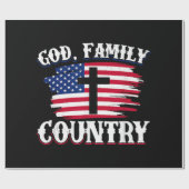 Amerikanische Flagge des Gottes, Familie, Christli Geschenkpapier (Flach)