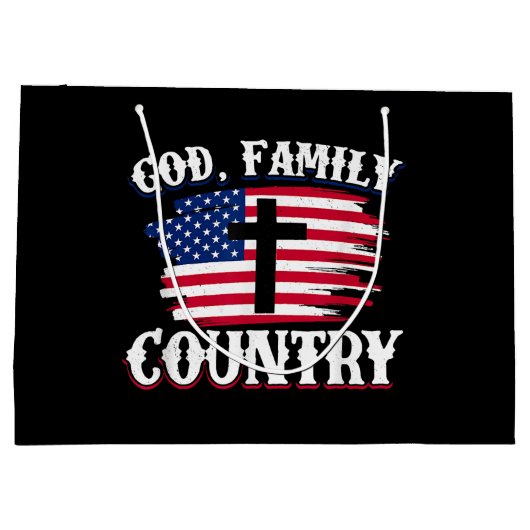 Amerikanische Flagge des Gottes, Familie, Christli Große Geschenktüte (Rückseite)