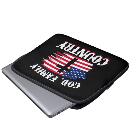 Amerikanische Flagge des Gottes, Familie, Christli Laptopschutzhülle (Vorne Knopf)