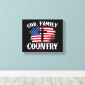 Amerikanische Flagge des Gottes, Familie, Christli Leinwanddruck (Insitu (Holzboden))