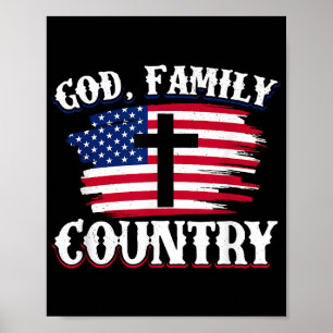 Amerikanische Flagge des Gottes, Familie, Christli Poster