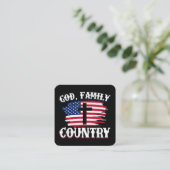 Amerikanische Flagge des Gottes, Familie, Christli Quadratische Visitenkarte (Stehend Vorderseite)