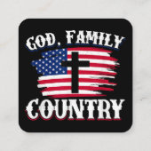 Amerikanische Flagge des Gottes, Familie, Christli Quadratische Visitenkarte (Rückseite)