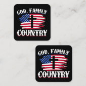 Amerikanische Flagge des Gottes, Familie, Christli Quadratische Visitenkarte (Vorne/Hinten)