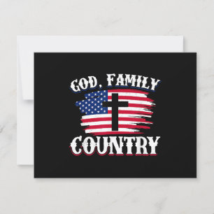 Amerikanische Flagge des Gottes, Familie, Christli RSVP Karte