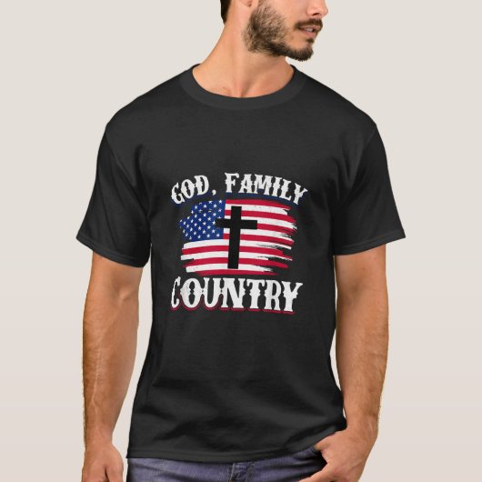 Amerikanische Flagge des Gottes, Familie, Christli T-Shirt (Vorderseite)