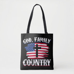 Amerikanische Flagge des Gottes, Familie, Christli Tasche